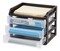 IRIS USA Medium 3-Drawer Desktop Organizer with Open Tray Top, for Office, School, Stationary, Makeup Organizer, Bathroom, Utility, Medical Supplies, Desk Organizer, Versatile Storage, Black